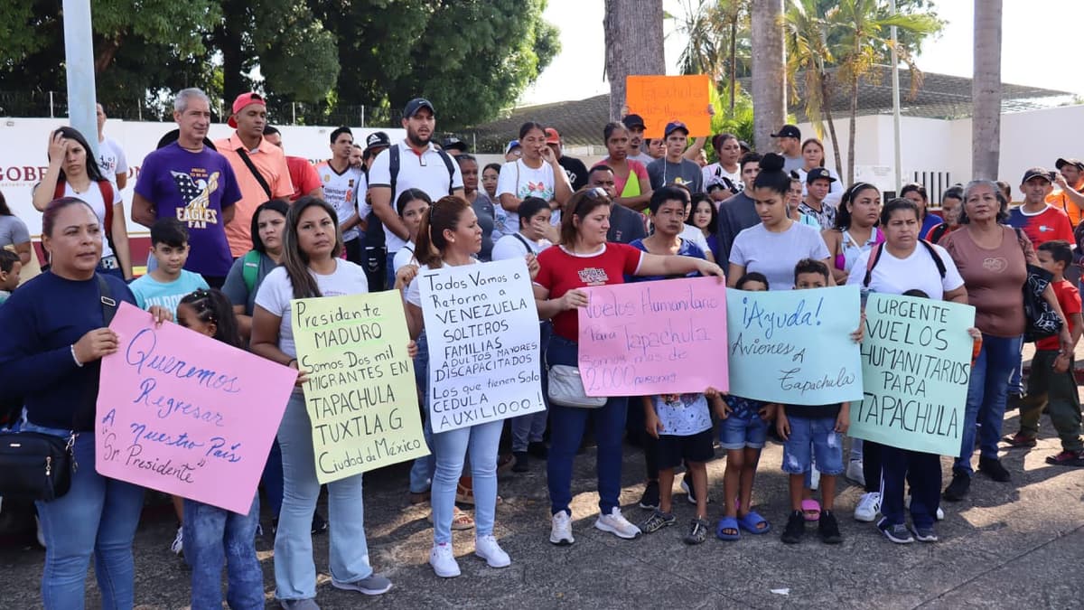 Venezolanos varados en Chiapas piden vuelos humanitarios para regresar a su país