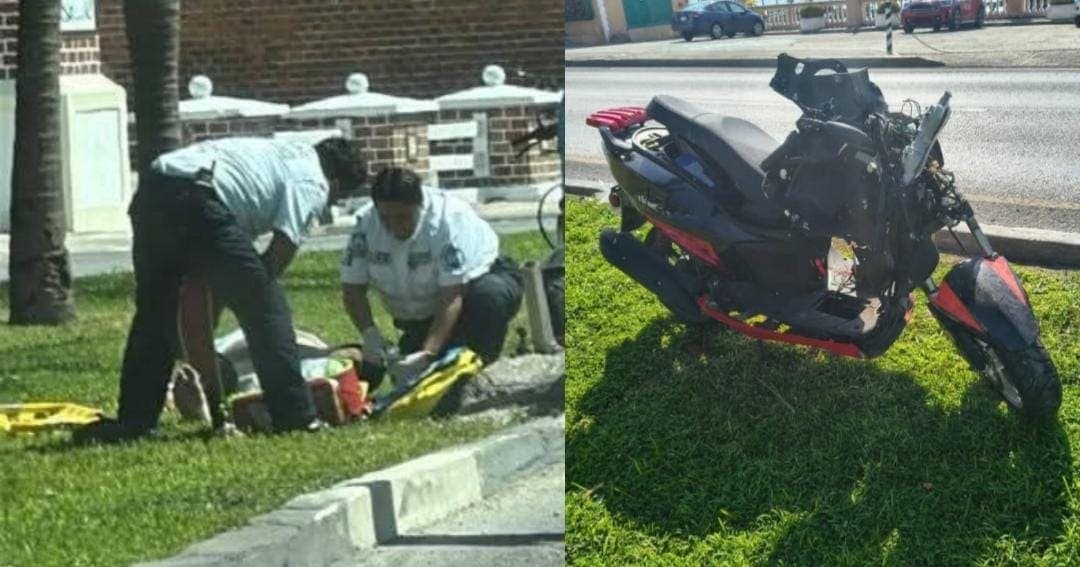 Motociclista se destroza la pierna tras accidentarse en la Zona Hotelera de Cancún