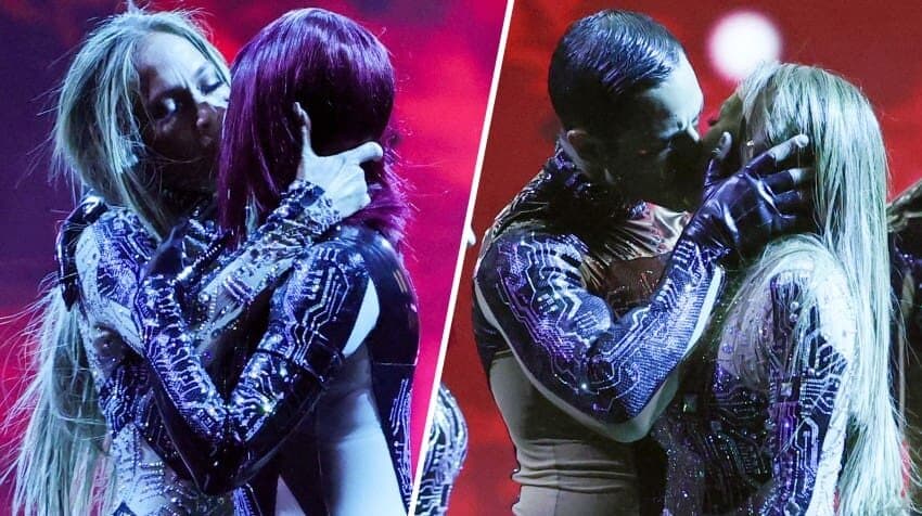 Video: Jennifer López sorprende al besar a sus bailarines durante show en vivo