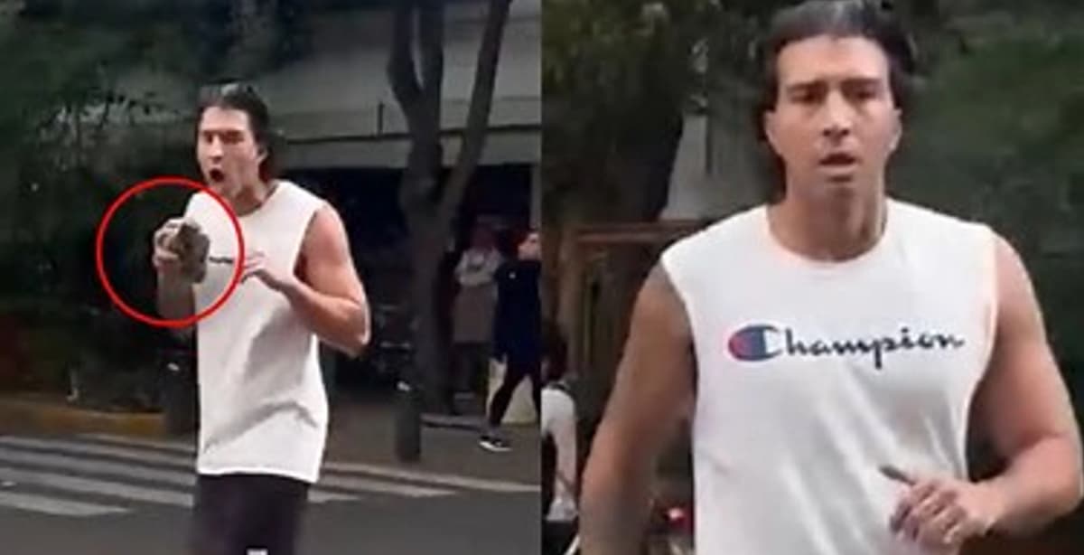 Video: Extranjero amenaza a transeúntes con una piedra porque no lo dejan hacer ejercicio en Cdmx
