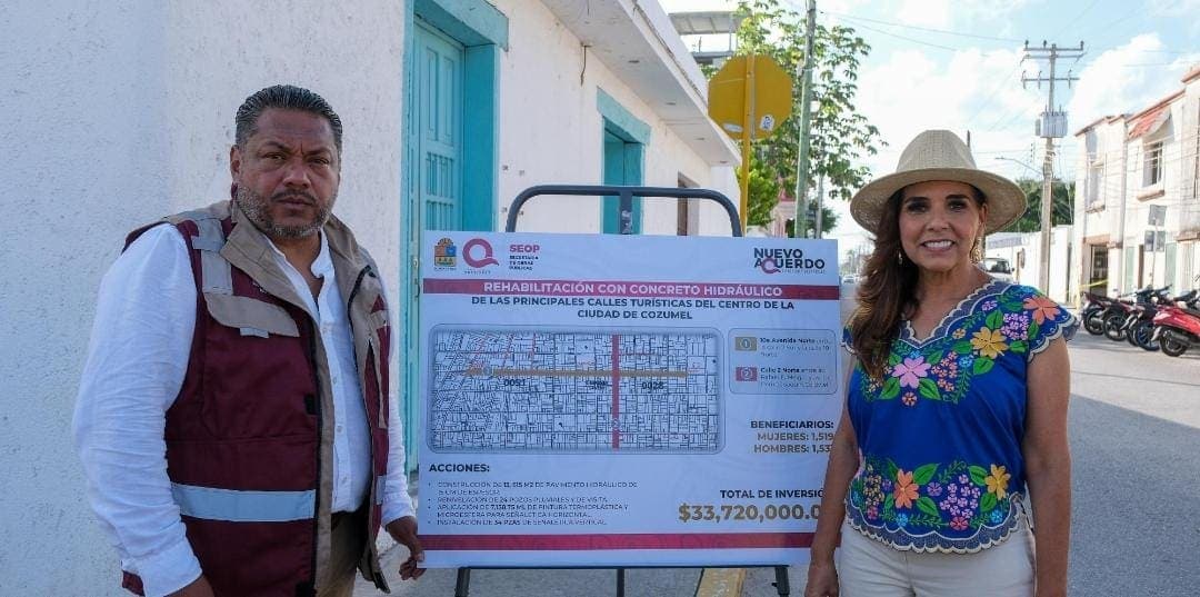 Con recursos del Fideicomiso de Derecho a Cruceristas, Mara Lezama arranca rehabilitación de calles en Cozumel