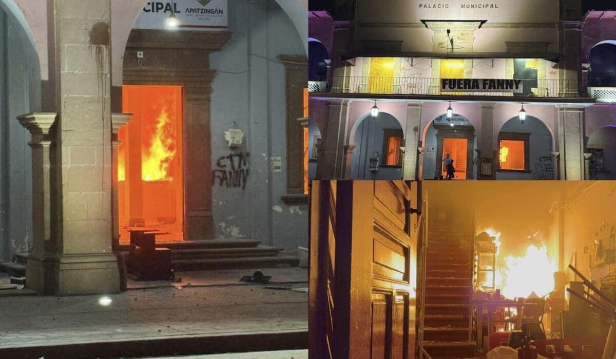 Incendian Palacio Municipal en Apatzingán, Michoacán, tras protesta por el asesinato de Carlos Manzo