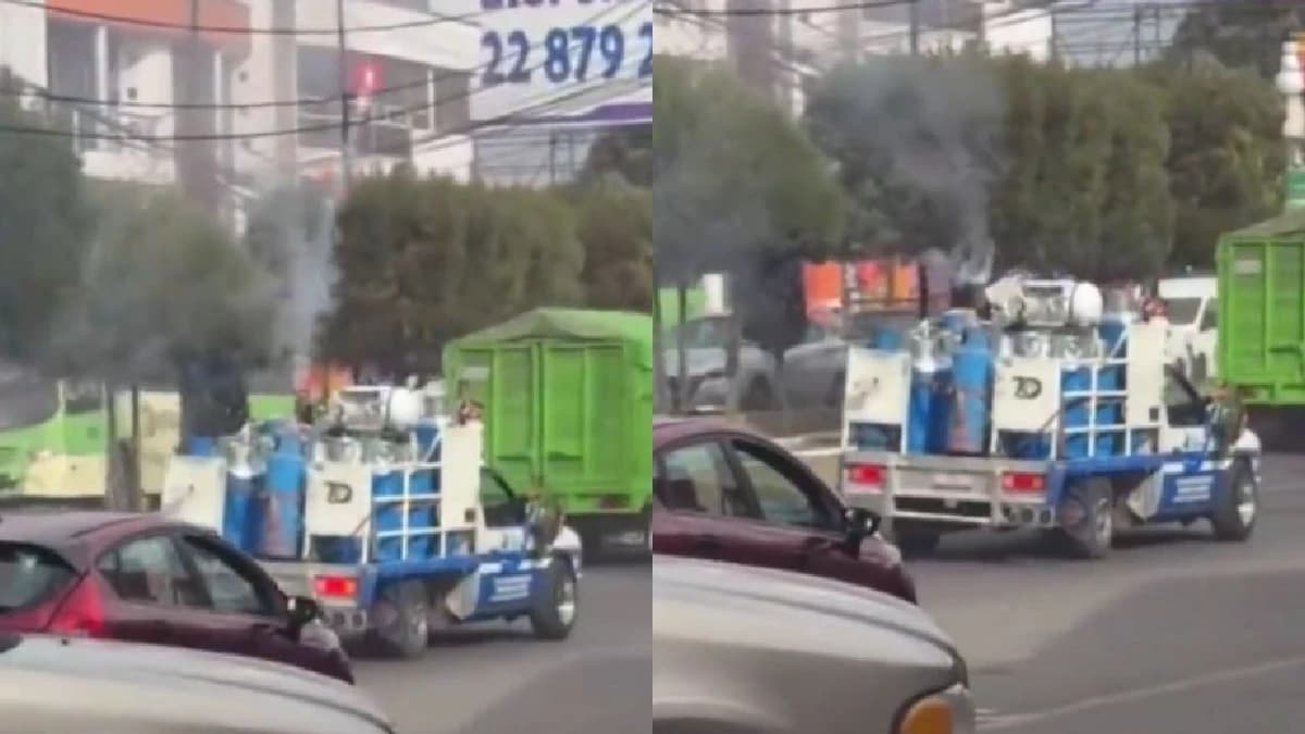 Video: Trabajadores lanzan pirotecnia desde un camión con tanques de gas en Edomex