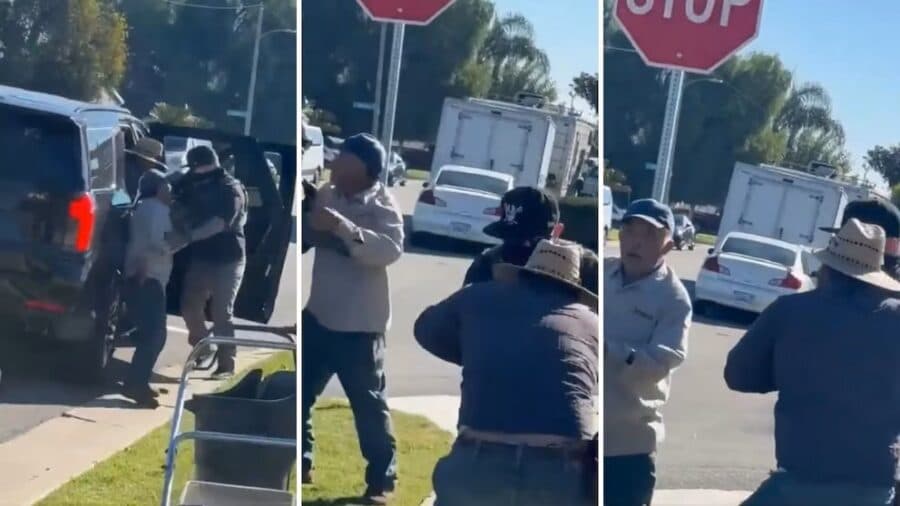 Video: Vecinos frenan operativo de ICE y evitan arresto de jardineros mexicanos en California