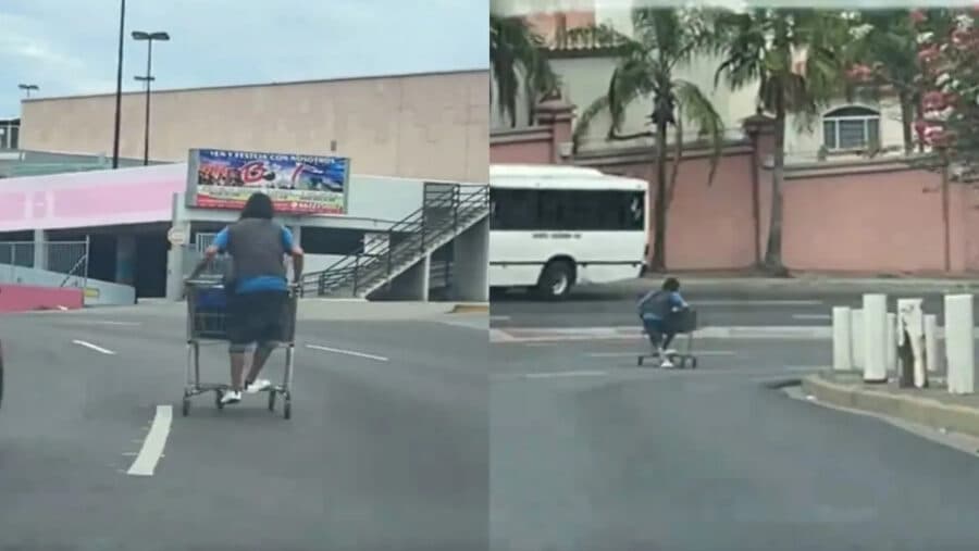 Video: Sujeto circula en un carrito de supermercado en Culiacán, Sinaloa