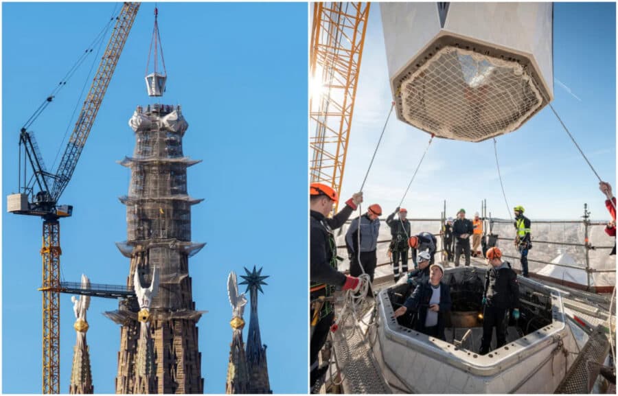 Basílica de la Sagrada Familia en Barcelona, España se convierte en la iglesia más alta del mundo al superar los 170 metros